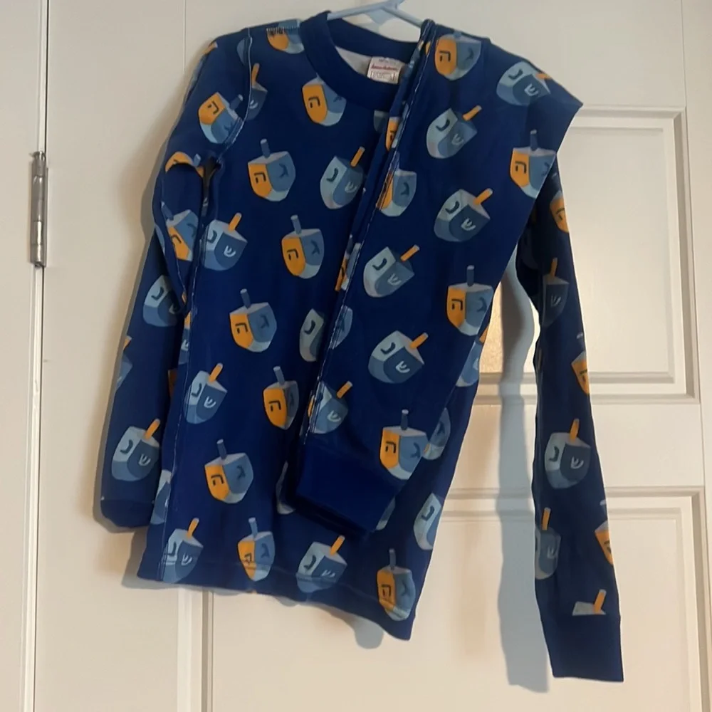 Hanna Andersson Hanukkah Dreidel Long Pajama Set Size 3T 8 Little Sleepies posh - Picture 3 of 4